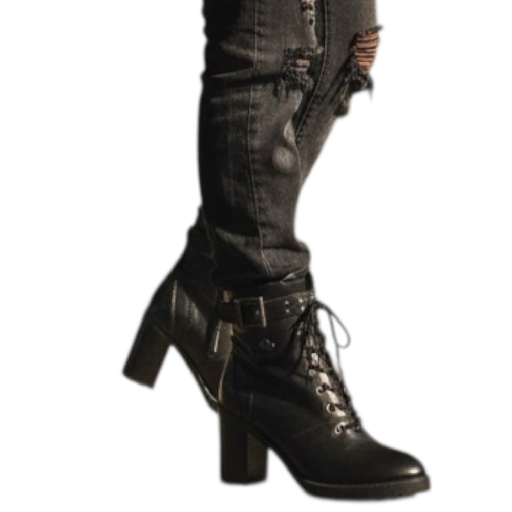 Harley-Davidson Adina Black Leather 3.75” Heeled Laced Moto Riding Boots - Picture 10 of 10